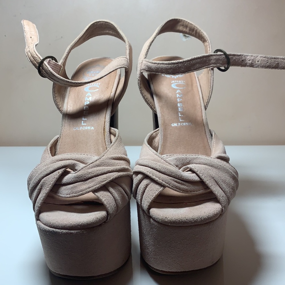 Jeffrey Campbell Donnas Nude Suede Platform Heels